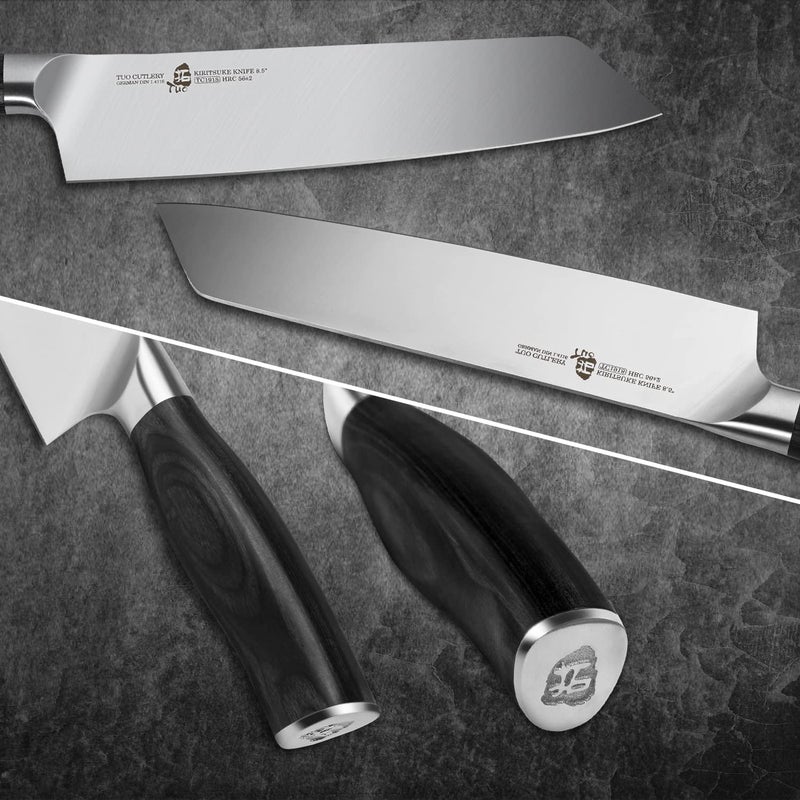 TUO Kiritsuke Knife 8.5 inch Vegetable Cleaver Kitchen Knife Ultra Sharp Knife, German High Carbon Stainless Steel, Ergonomic Pakkawood Handle Gift Box, Fiery Phoenix Series - Black - Image 5